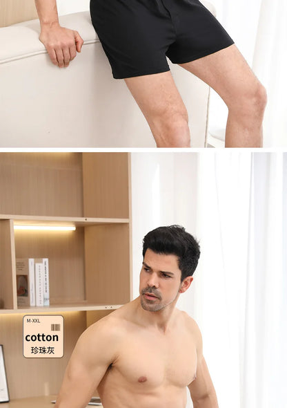 2pcs 100% Cotton Underwear Men Loose Shorts Men's Panties boxer male plus Large big size Comfortable Soft Solid under wear sexy