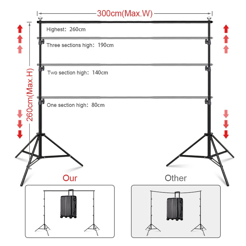 Professional Background Stand 2/2.6x3m Aluminum Alloy Studio Photo Frame Backdrop Stands Support System Photography Accessories