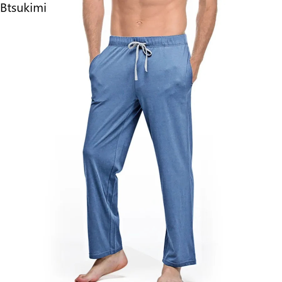 New Men's Simple Pajama Pants Comfort Soft Cotton Home Pants Men Sport Yoga Solid Loose Casual Trousers Lounge Sleep Bottom Male