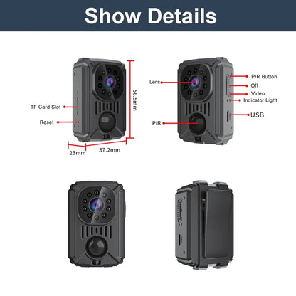 MD31 Full 1080P HD Mini Camera Camcorder Body Worn Police Cam 180° Rotating Bike Camera Sports DV Car DVR Audio Video Recorder