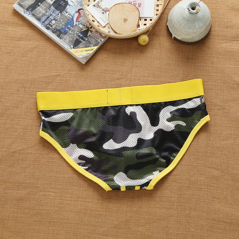 Men's nylon mesh breathable cool camouflage panties addicted youth briefs