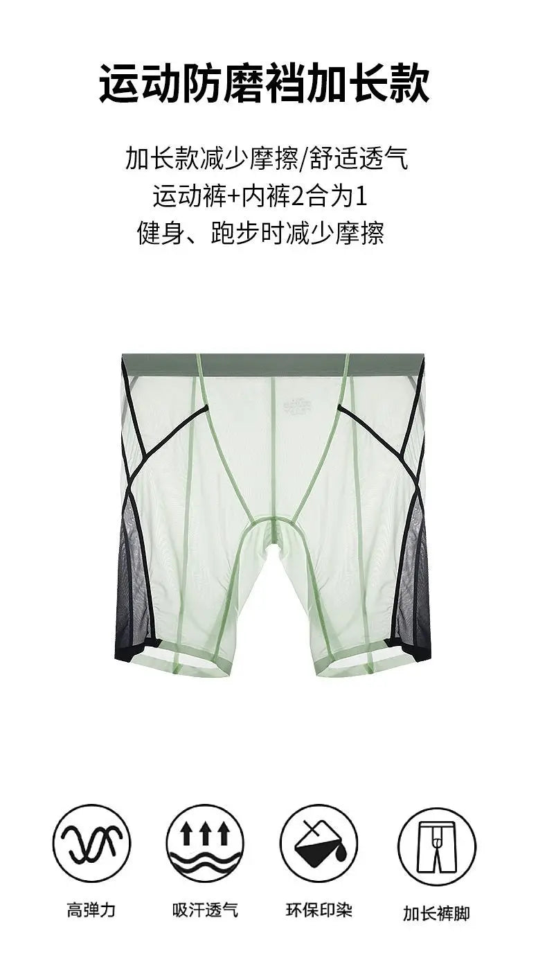 Sexy Sheer Men Elastic Underwears Sports Sexy See Through Ultra Thin Shorts Briefs