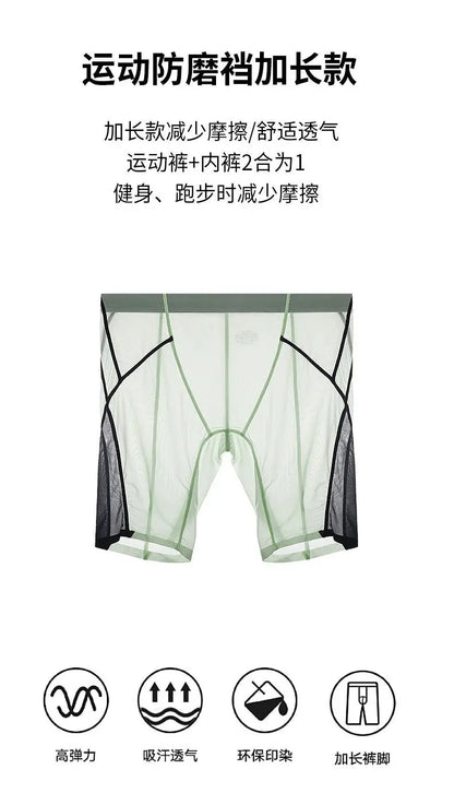 Sexy Sheer Men Elastic Underwears Sports Sexy See Through Ultra Thin Shorts Briefs