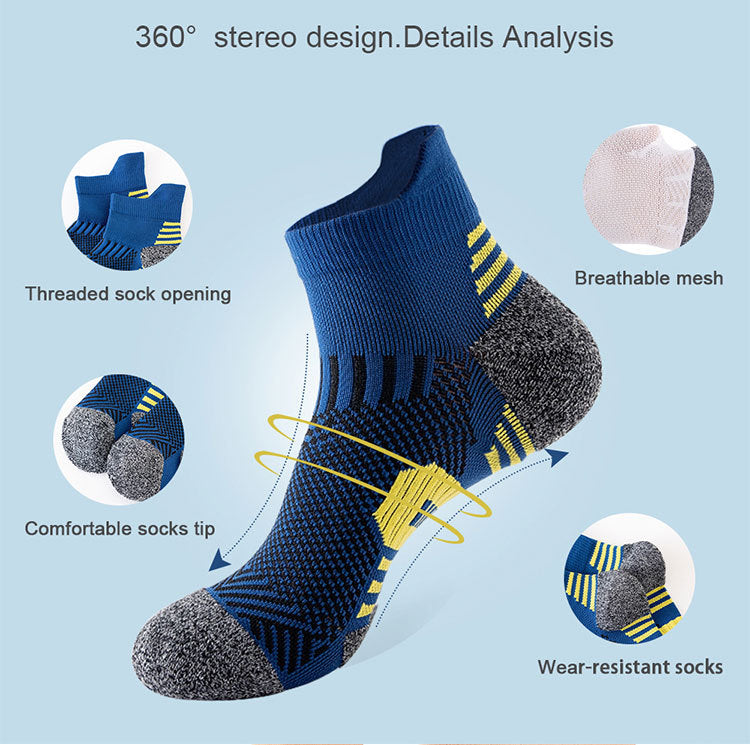 3Pair Professional Fitness Sports Socks Towel Bottom Non-Slip Running Socks Men Women Short Quick-Drying Basketball Training Sox