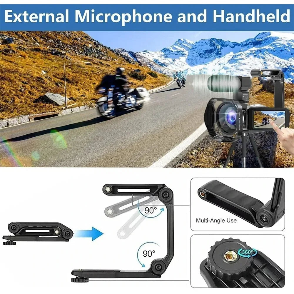 4K Professional Video Camera 48MP Ultra HD WiFi Vlog Live Stream Camera for YouTube 18X Digital Zoom 3.0" Touch Screen Camcorder