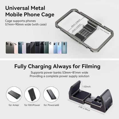 SmallRig All-in-One Video Kit Pro Universal Phone Cage Wireless Control Handles Power Bank Holder Quick-Release Table Tripod