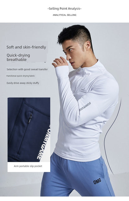 OMG Trendy Brand Long Sleeve Men's Splicing Breathable Tights