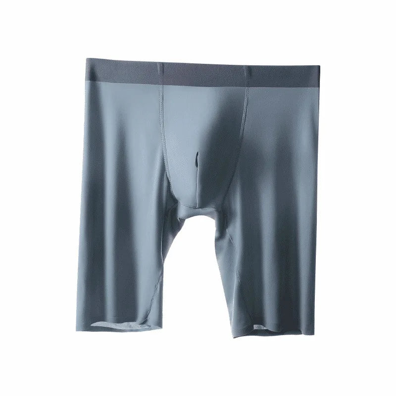 Men's Thin Ice Silk Breathable Pouch Middle Long Leg Boxers