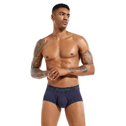 Men's Youth Ribbed Cotton  U Convex Pouch Boxer Briefs