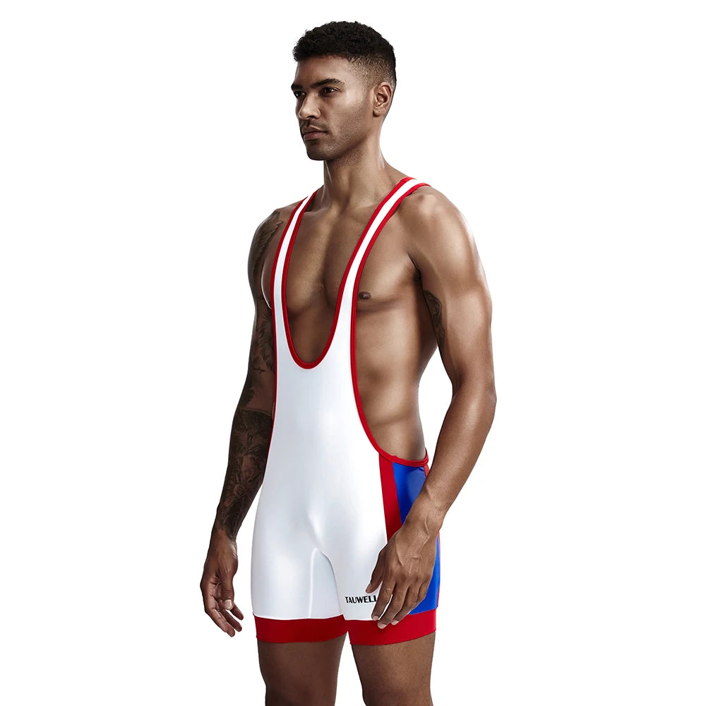 Men's Slim One Piece Bodysuit Shaper Wrestling Singlets Jumpsuits Sexy Underwear Bodywear Sports Bodybuilding Singlets Onesie