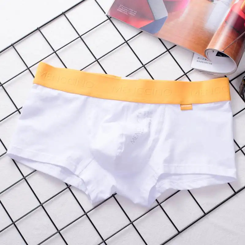 Men's underwear boxer shorts Pure cotton low waist sexy youth comfortable breathable U convex simple white boxer shorts