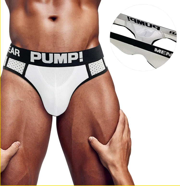 Mens Sexy Underwear Mesh Breathable Bikini Jockstraps Briefs Gay Sissy Panties Underpants Under Wear Calzoncillos Hombre