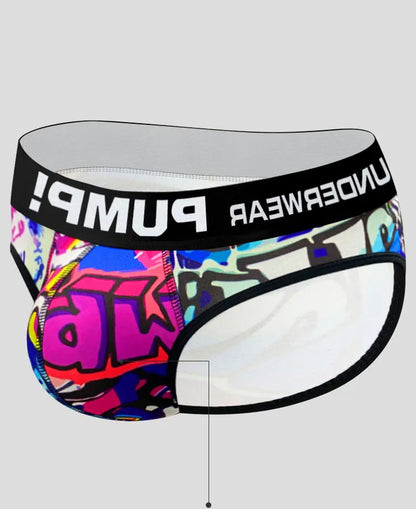 Sexy Men Underwear Man Graffiti Printed Briefs Jockstrap Comfortable Breathable Low Waist Boxers Male Panties