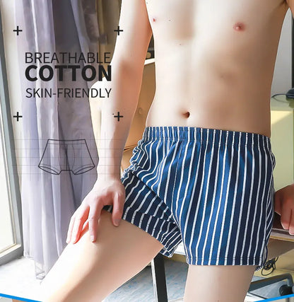 Man Underwear Boxers Striped Loose Shorts Trend Mens Panties 100%Cotton Arrow Pants Classic Basics Home Wear Sleep Underpants