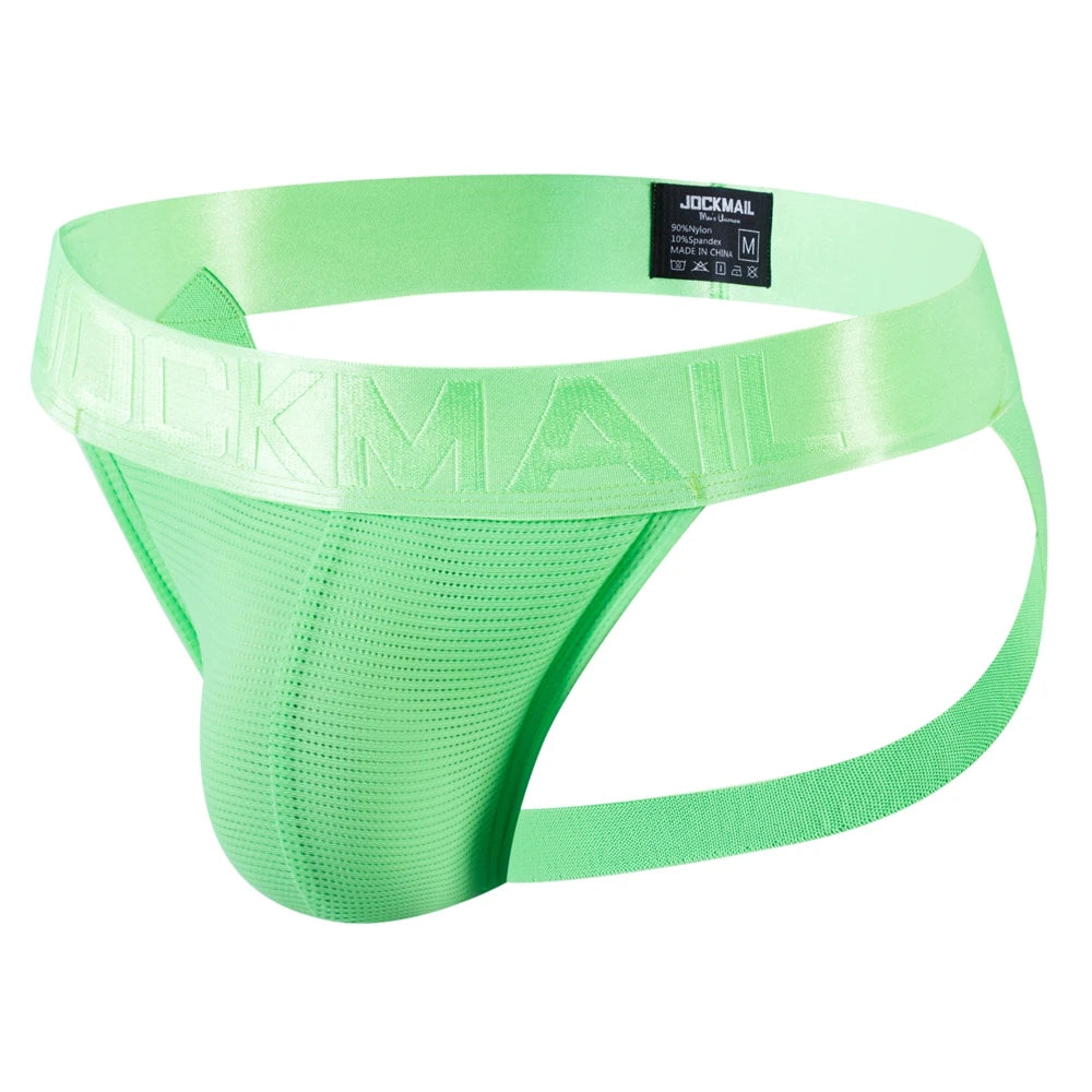 Jockmail Men Underwear Thong Jockstrap Backless Breathable Mesh Cuecas Gay Jock Strap Homme Slip Erotic String Homens Tangas