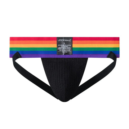 Sexy Mens Harness Underwear Sets Gay Underwear Lingerie Bondage Belts Fetish Mens Jockstrap Thong Rainbow Pattern