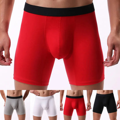 Men's Middle Leg Breathable Cotton Boxer Briefs