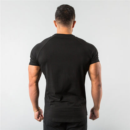 New Fashion Plain Tops Tees Fitness Mens T Shirt Short Sleeve Muscle Joggers Bodybuilding Tshirt Male Gym Clothes Slim Fit Shirt