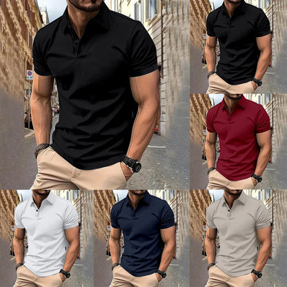 Mens Casual Short Sleeve Tops Button V-Neck Muscle Fitness Workout Blouse Tee