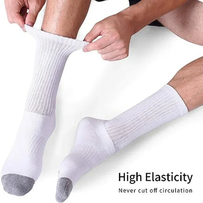 10 Pairs Plus Size Men Crew Socks EUR 39-47 High Tube Cotton Sports Socks Runing Football Soccer Athletic Socks White Black