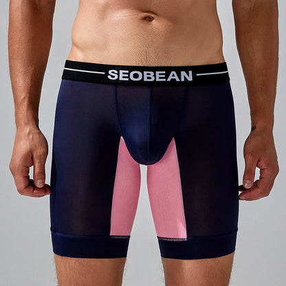 New Brand SEOBEAN Mens Low Rise  Nylon Sexy Boxer Trunk Underwear 240201