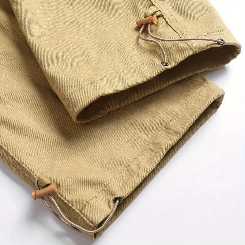 Solind Cotton Multi Flap Pockets Men's Straight Leg Cargo Pants Loose Casual Outdoor Pants Men's Work Pants For Hiking Tactical