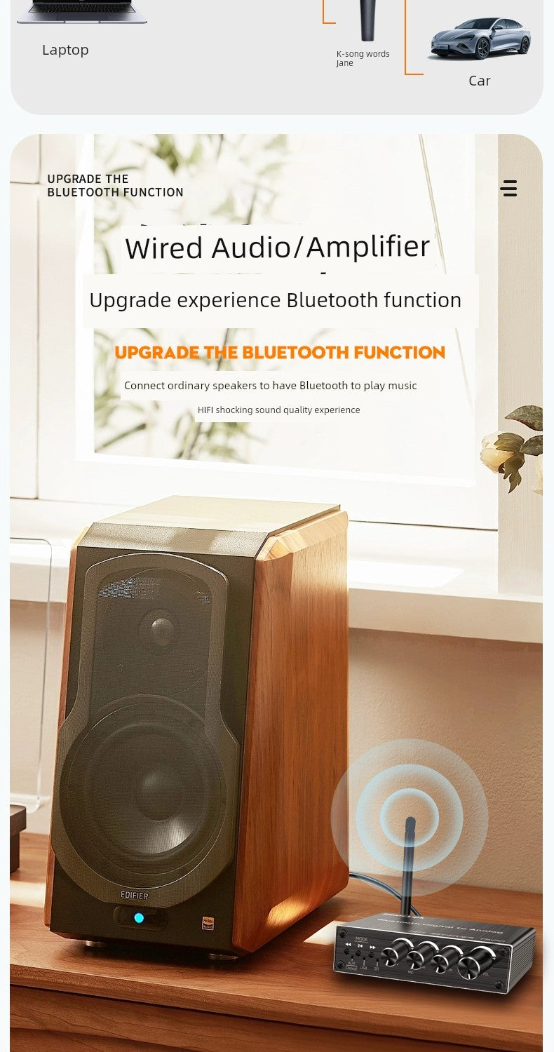 5.3 Bluetooth Receiver Old-Fashioned Speaker Sound Power Amplifier Lossless Audio Adapter Dedicated Karaoke Microphone Adaptor