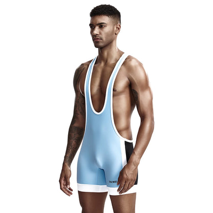 Men's Slim One Piece Bodysuit Shaper Wrestling Singlets Jumpsuits Sexy Underwear Bodywear Sports Bodybuilding Singlets Onesie