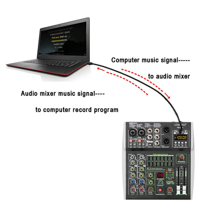 AM-AX4 Mini 4 Channels Individual 48V Phantom Power Mobile 99 DSP Effects Bluetooth USB Computer Play Record Podcast Audio Mixer