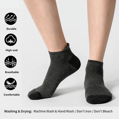 6/12 Pairs High Quality Cotton Socks Men Women Sports Solid Color Short Socks Cycling Breathable Mesh White Black Ankle Socks