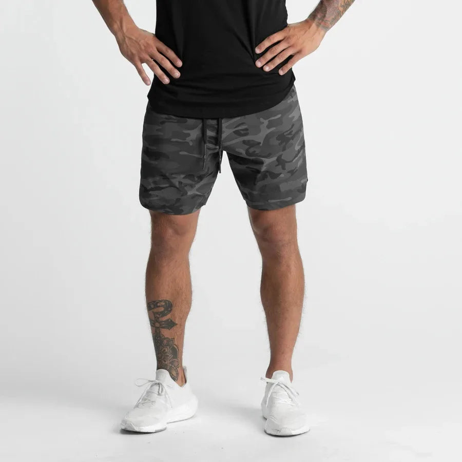 Crazy Muscle Men's Shorts Single-layer Woven Quick-drying Solid Color Running Fitness Sports Casual American Five-point Pants