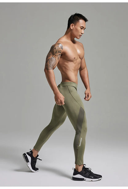 Men's Tight Fitness Running Pants Leggings Back Pockets Plus Size Training Joggers Sweat Trousers