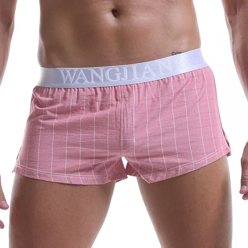 Men Cotton Boxers Shorts Loose Multicolor Male Plaid Underwear Homewear Comfortable Arrow Pants