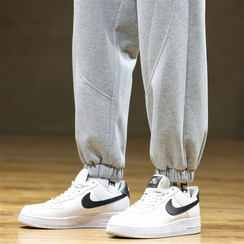 New Spring Harem Pants Men Casual Pants Comfortable Cotton Fabric Solid Sweat Trousers Straight Streetwear Oversize Size 8xl