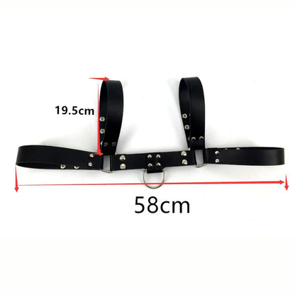 Men Harness Chest Belt Sexy Collar Leather Lingerie Sexual Gay Clothing BDSM Fetish Adjustable Strap Body Shoulder for Adult Sex