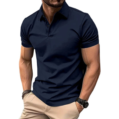 Mens Casual Short Sleeve Tops Button V-Neck Muscle Fitness Workout Blouse Tee