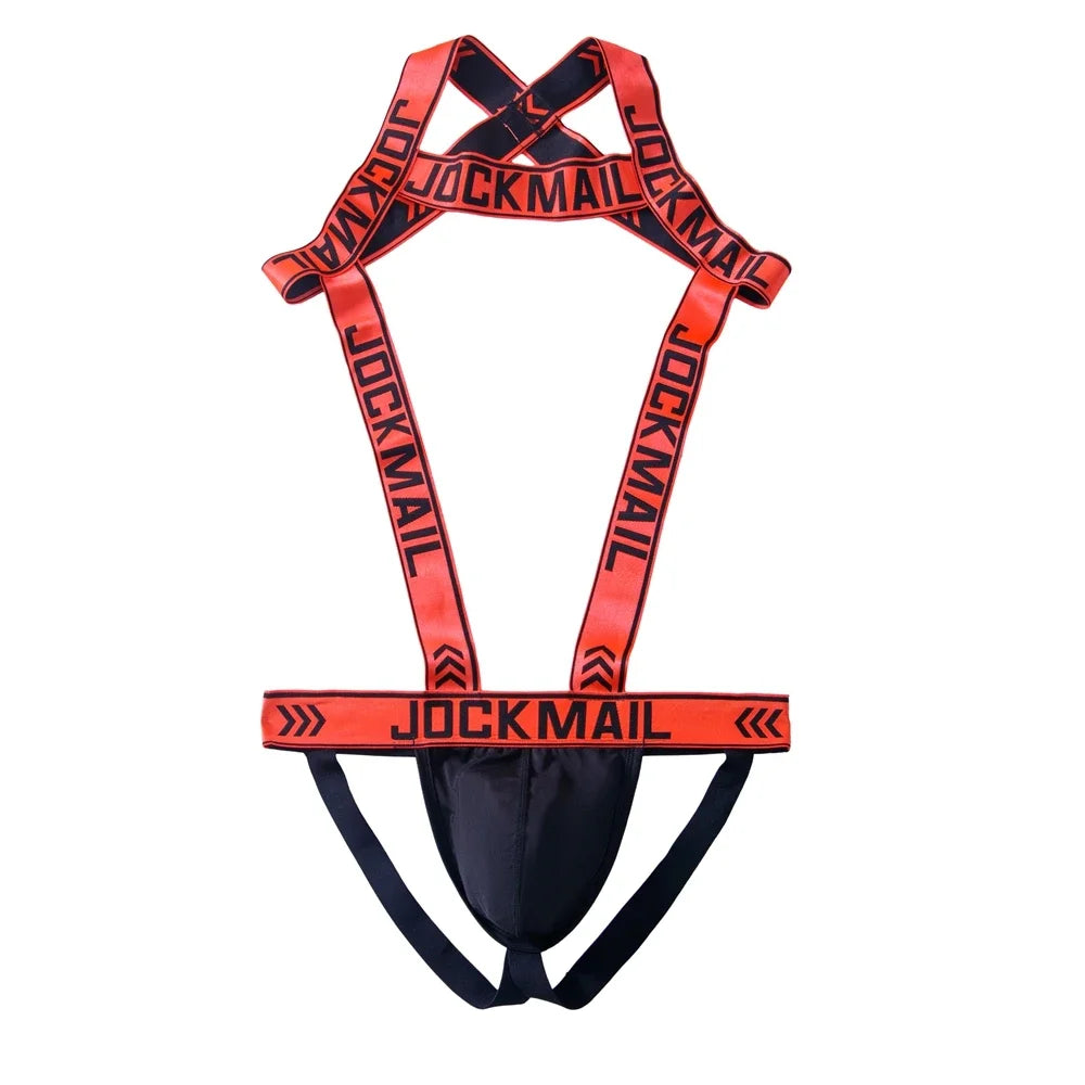 Sexy Lingerie Men's Harness Bodysuit Hollow Out Bondage Jock Strap Elastic Penis Ring Hole Costume Gay Underwear Jockstrap