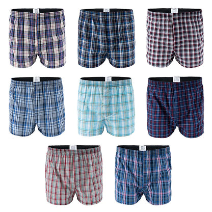 4PCS Mens 100% Cotton Casual Underwear Arrow Boxer Shorts for Men, Teens High-quality Plaid Boxer Shorts Loose and Comfortable At Home