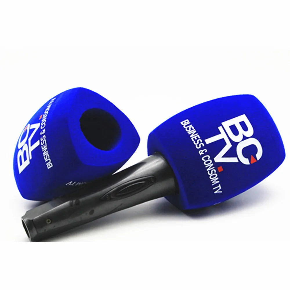 1 Piece Customize Logo on Flocked Foam Windscreen Sponge Mic Foam Cover Windshields for Broadcast TV Radio Interview