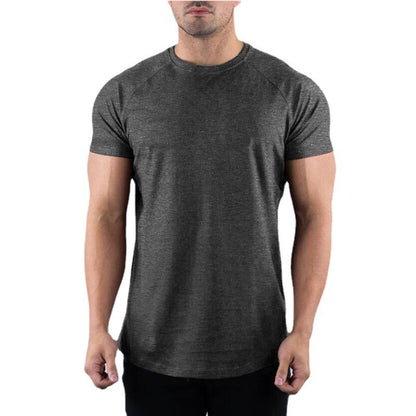 New Fashion Plain Tops Tees Fitness Mens T Shirt Short Sleeve Muscle Joggers Bodybuilding Tshirt Male Gym Clothes Slim Fit Shirt