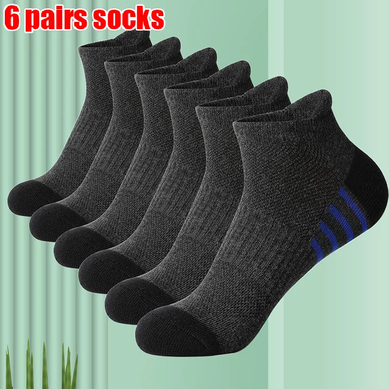 6/12 Pairs 2024 New High Quality Cotton Socks Men Women Sports Solid Color Short Socks Breathable Mesh White Black Ankle Socks