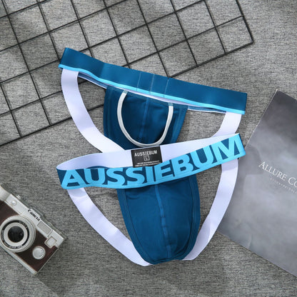 New mens low-waisted panties, pure cotton, seamless hip-lifting U-convex sexy thong AUSSIEBUM