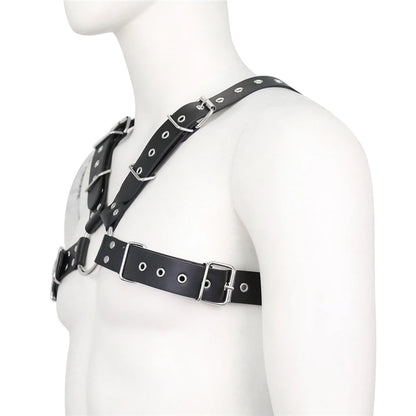 Leather Chest Crossed Harness Belts Fetish Gay BDSM Body Straps Goth Punk Fashion Harness Clothing Sexual Sissy Lingerie for Men