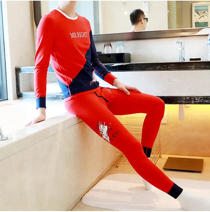 Youth Winter Warm Thermal Underwear for Men Personalized Fashionable Bottom Lingerie Thin Autumn Clothes Autumn Pants Bottom Set