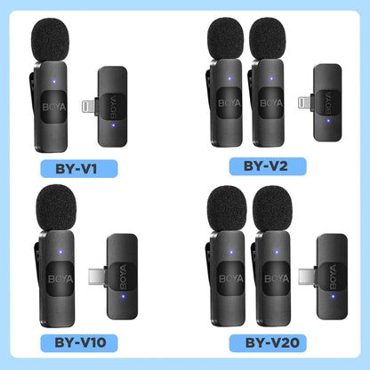 BOYA BY-V Professional Wireless Lavalier Mini Microphone for iPhone iPad Android Live Broadcast Gaming Recording Interview Vlog