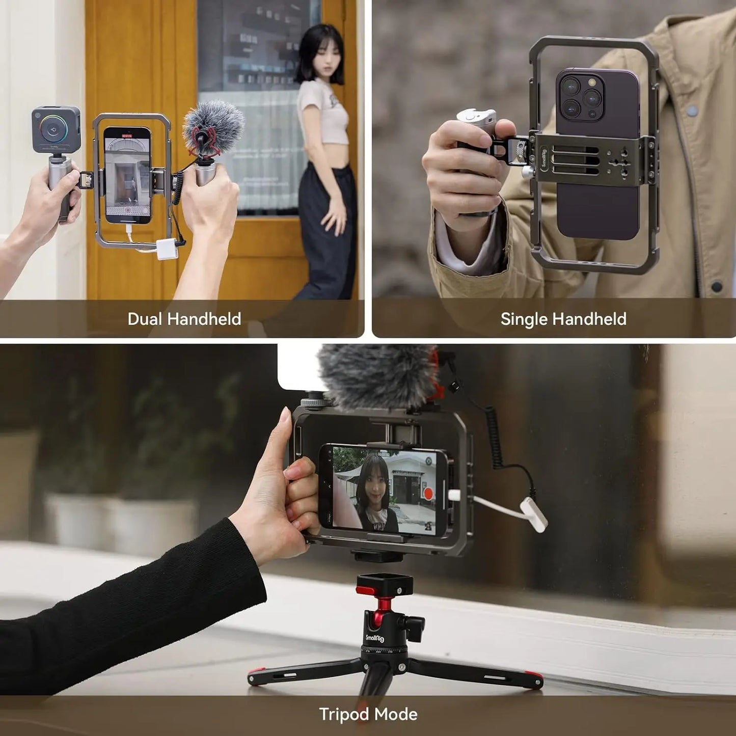 SmallRig All-in-One Video Kit Pro Universal Phone Cage Wireless Control Handles Power Bank Holder Quick-Release Table Tripod