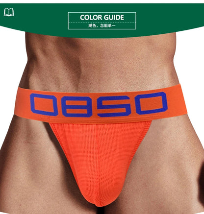 3pcs Men's Jockstrap Mesh Low Waist Breathable Penis Pouch Jock Strap