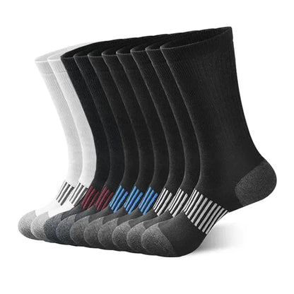 10 Pairs Plus Size Men Crew Socks EUR 39-47 High Tube Cotton Sports Socks Runing Football Soccer Athletic Socks White Black