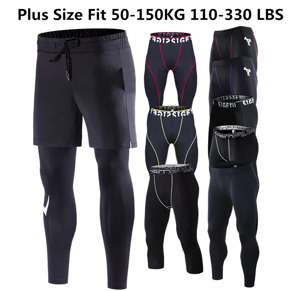 Big Size Men's Sports Pants Compression Tight Running Basketball Sportswear Fitness Traning Gym Quick Dry Trousers 4XL-7XL