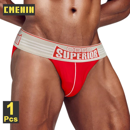 CMENIN Cotton Sexy High Cuts Men's Underwear Briefs Pouch Cuecas Jockstrap Brief Male Gay Bikini Underpant Gay Slip Homme Briefs